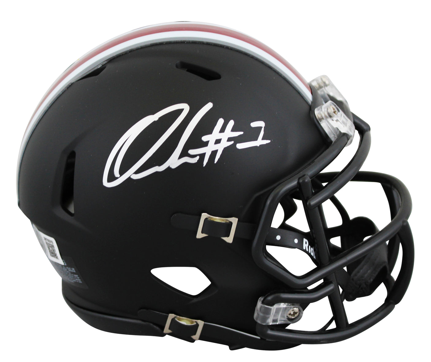 Ohio State Quinshon Judkins Authentic Signed Black Speed Mini Helmet BAS Witness