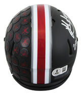 Ohio State Jack Sawyer "2024 Nat'l Champs" Signed Black Speed Mini Helmet BAS W