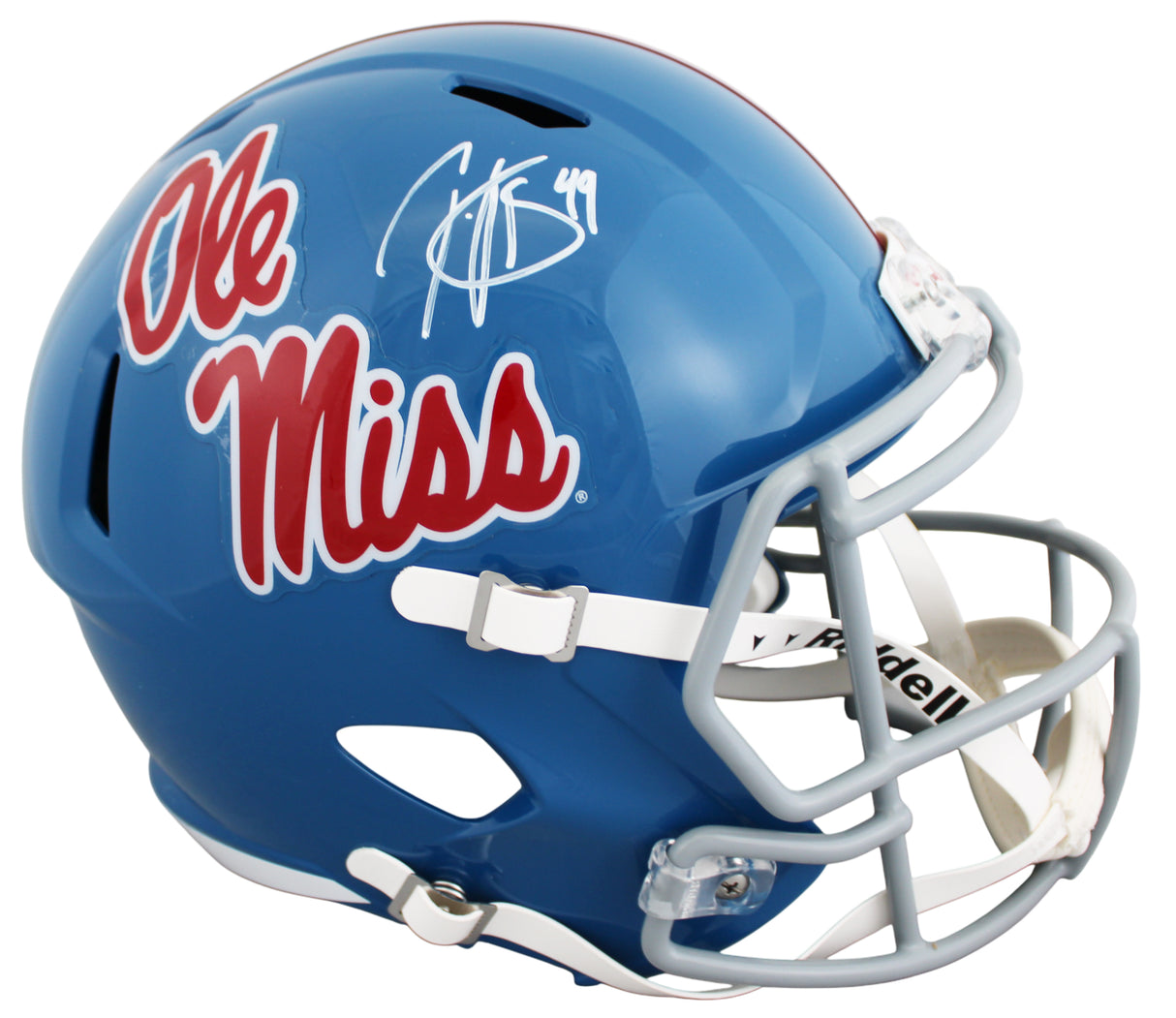 Ole Miss Patrick Willis Signed Powder Blue Full Size Speed Rep Helmet BAS Wit