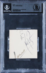 Neil Armstrong Apollo 11 Authentic Signed 2x2 Cut Signature BAS Slabbed