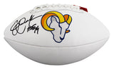 Rams Eric Dickerson "HOF 99" Signed Wilson White Panel Logo Football W/ Case BAS