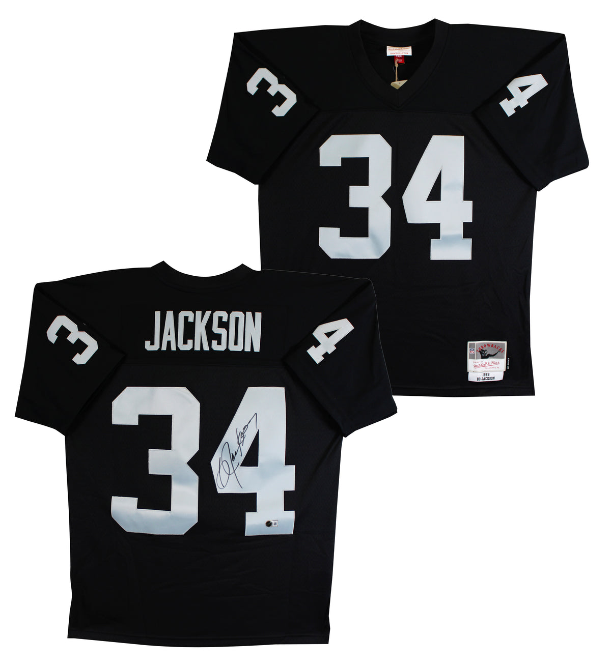 Raiders Bo Jackson Authentic Signed Black Mitchell & Ness Jersey BAS Witnessed