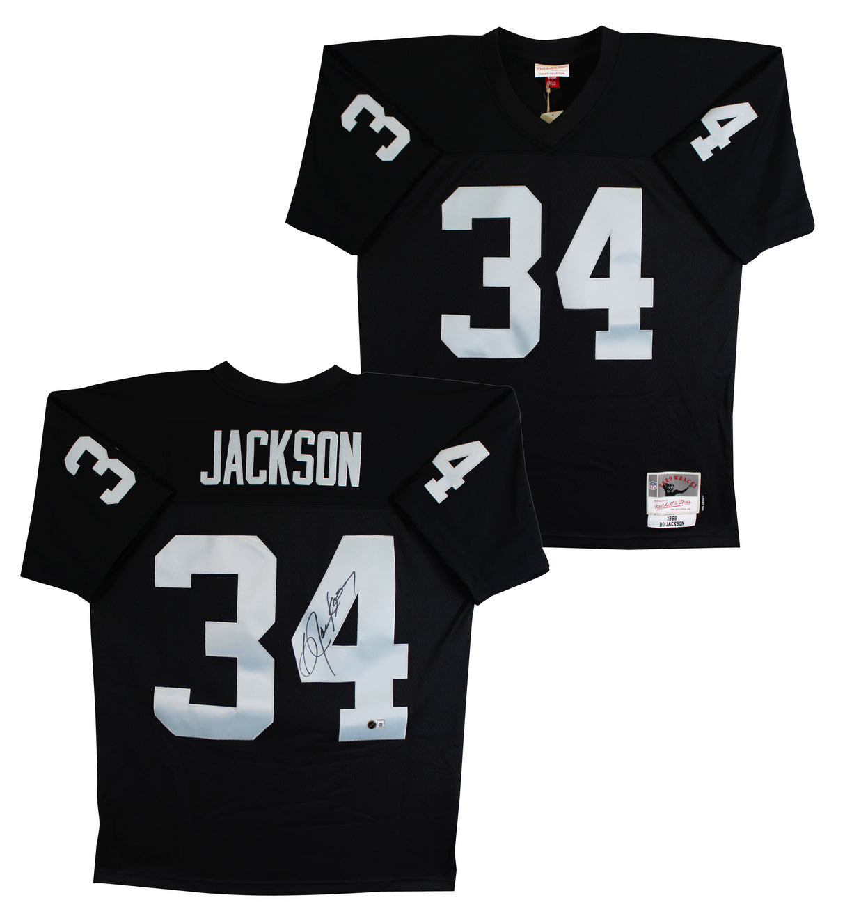 Raiders Bo Jackson Authentic Signed Black Mitchell & Ness Jersey BAS Witnessed