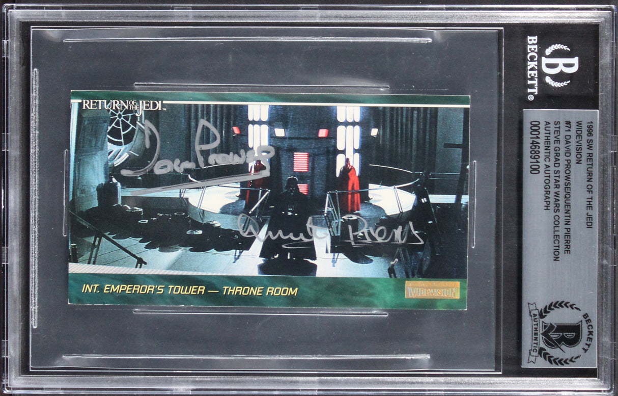 (2) Prowse & Pierre Signed 1996 Star Wars Widevision #71 Card BAS Slabbed