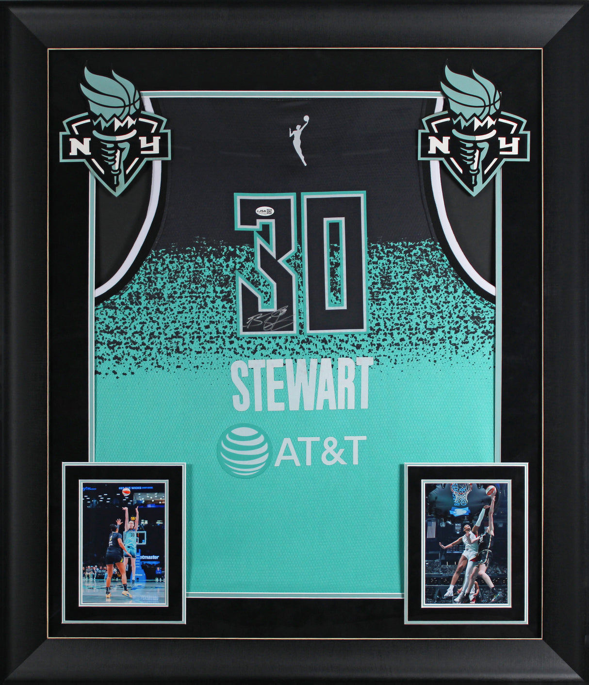Liberty Breanna Stewart Signed Black & Green Nike Framed Jersey JSA #CL31405