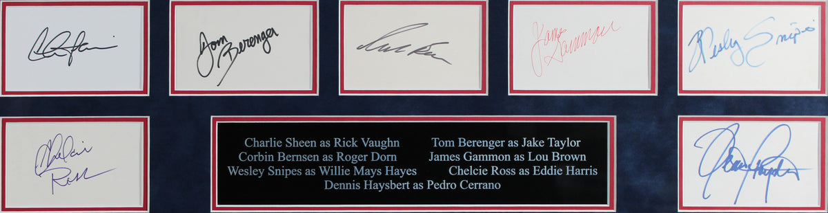 Major League (7) Sheen, Snipes, Berenger, Russo +3 Signed Framed Display BAS LOA