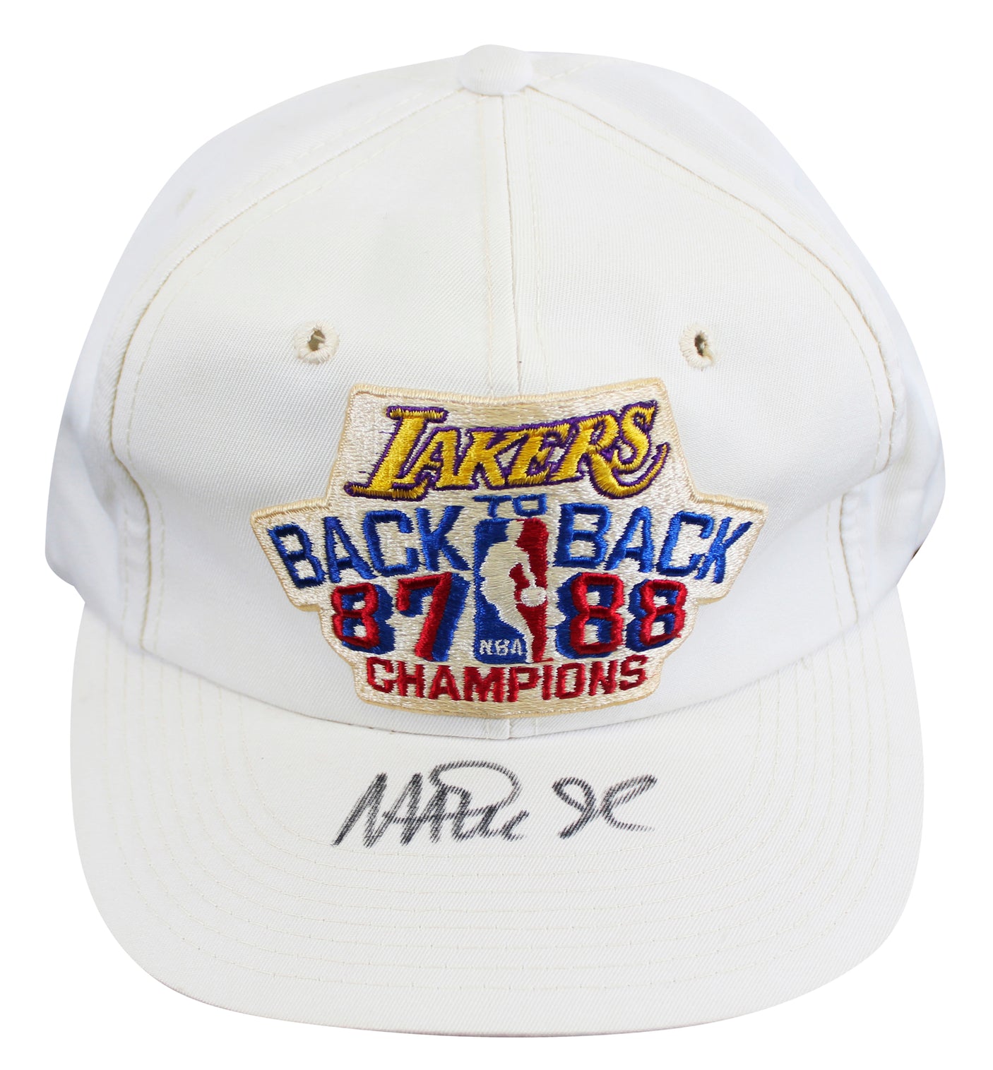 Lakers Magic Johnson Signed 1987-1988 NBA Champions Hat BAS Witnessed #W426875