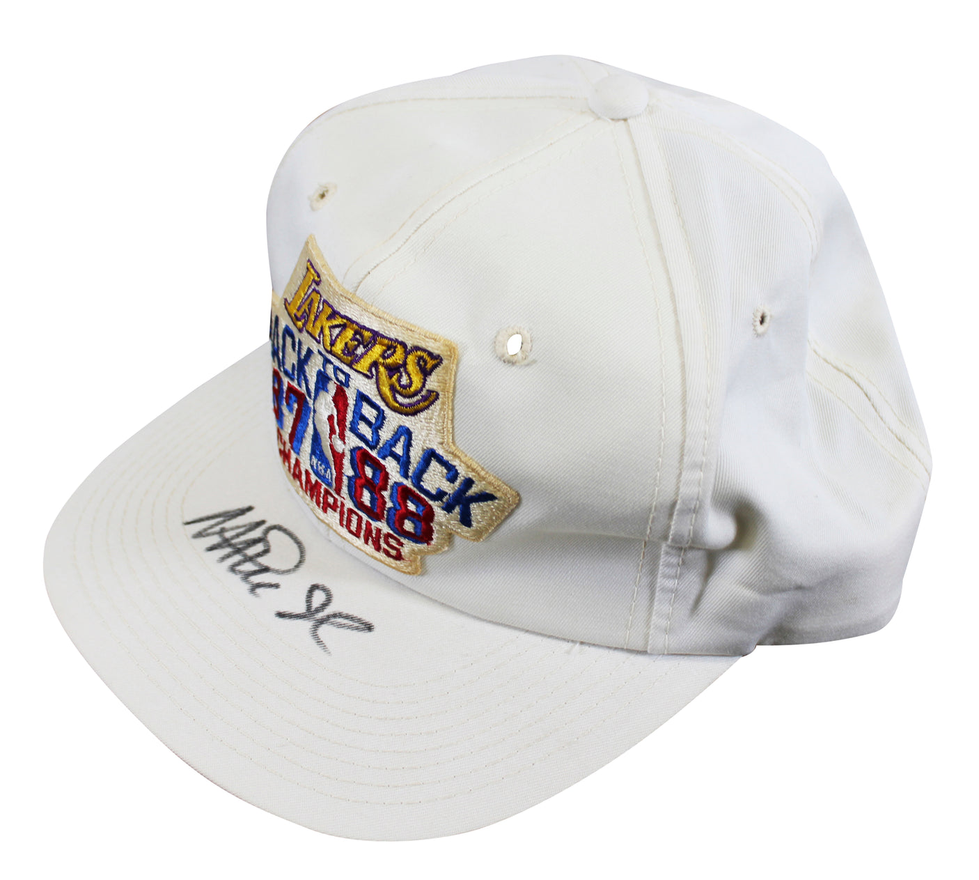 Lakers Magic Johnson Signed 1987-1988 NBA Champions Hat BAS Witnessed #W426875