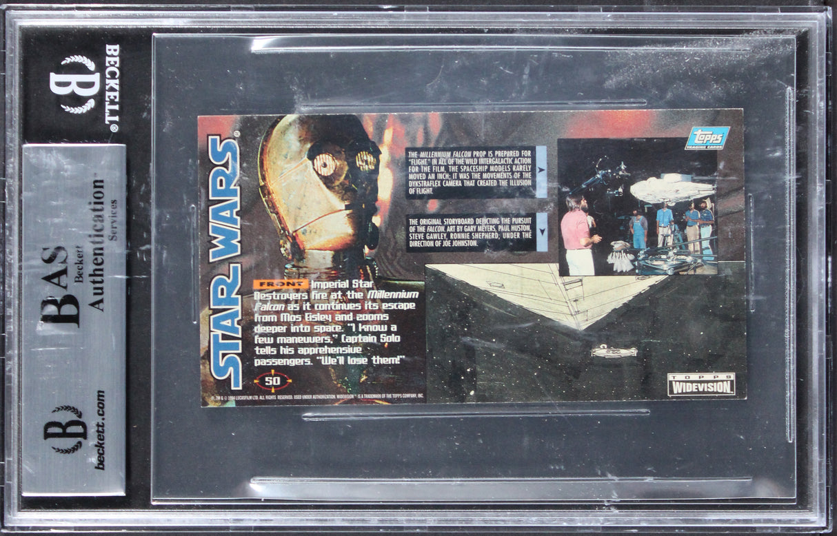 (6) Peterson, Beasley +4 Signed 1995 Star Wars Widevision #50 Card BAS Slabbed