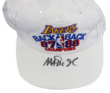 Lakers Magic Johnson Signed 1987-1988 NBA Champions Hat BAS Witnessed #W426874