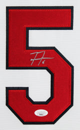 Braves Freddie Freeman Signed White Nike Framed Jersey w/ 2021 WS Patch JSA