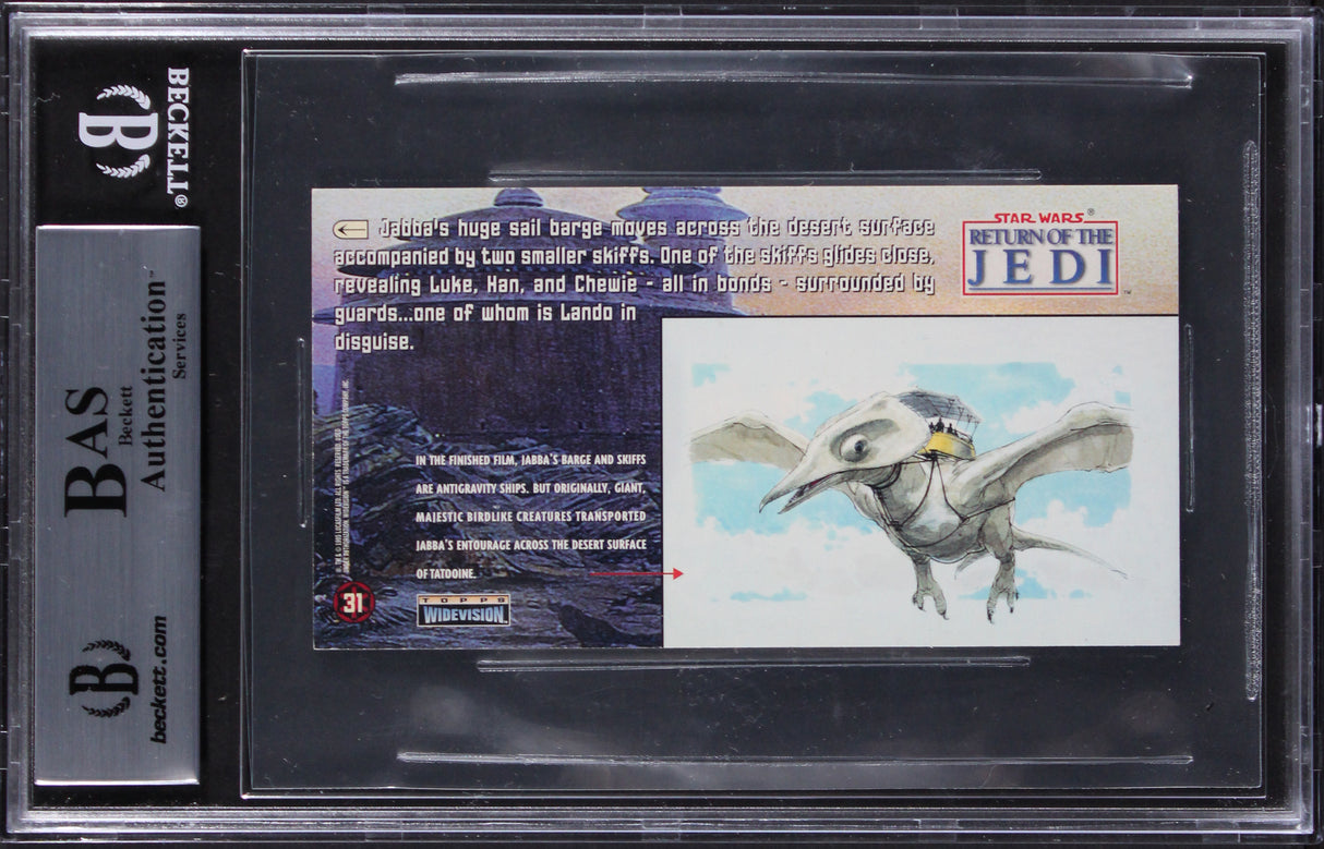 (3) Holt, Horrigan +1 Signed 1996 Star Wars ROTJ Widevision #31 Card BAS Slabbed