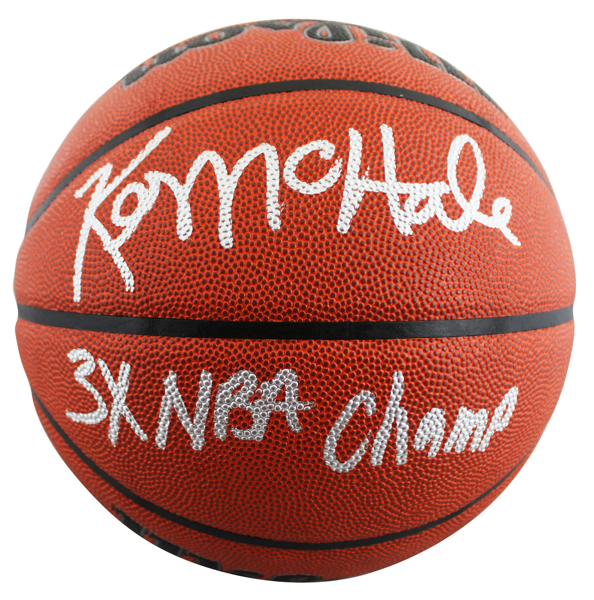 Celtics Kevin McHale "3x NBA Champ" Signed Wilson Basketball BAS Witnessed