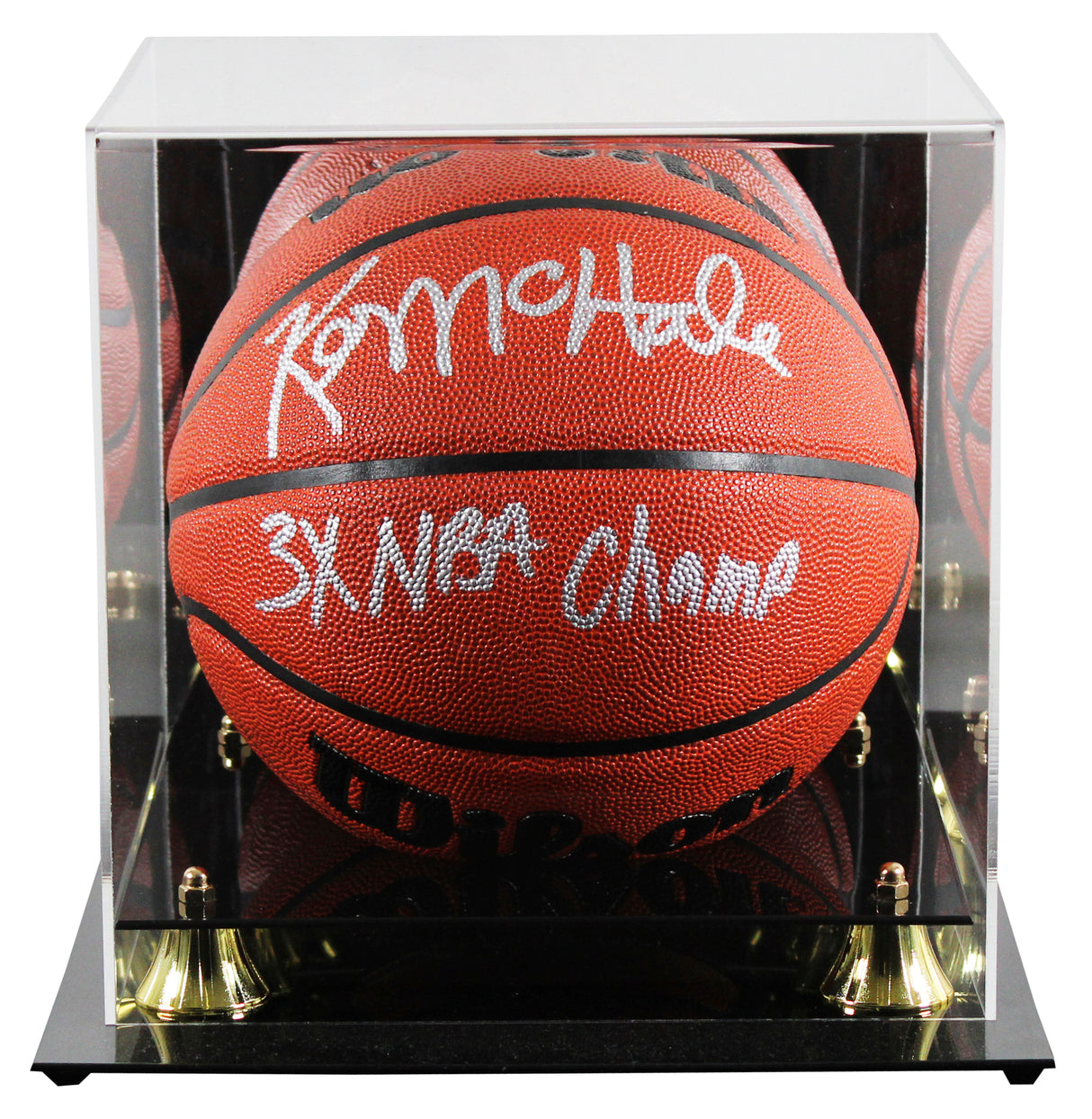 Celtics Kevin McHale "3x NBA Champ" Signed Wilson Basketball W/ Case BAS Witness