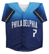 Trea Turner "Ring the Bell" Signed Light Blue Pro Style Jersey BAS Witnessed