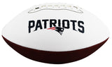 Patriots Christian Gonzalez Signed White Panel Logo Football W/ Case BAS Wit 2