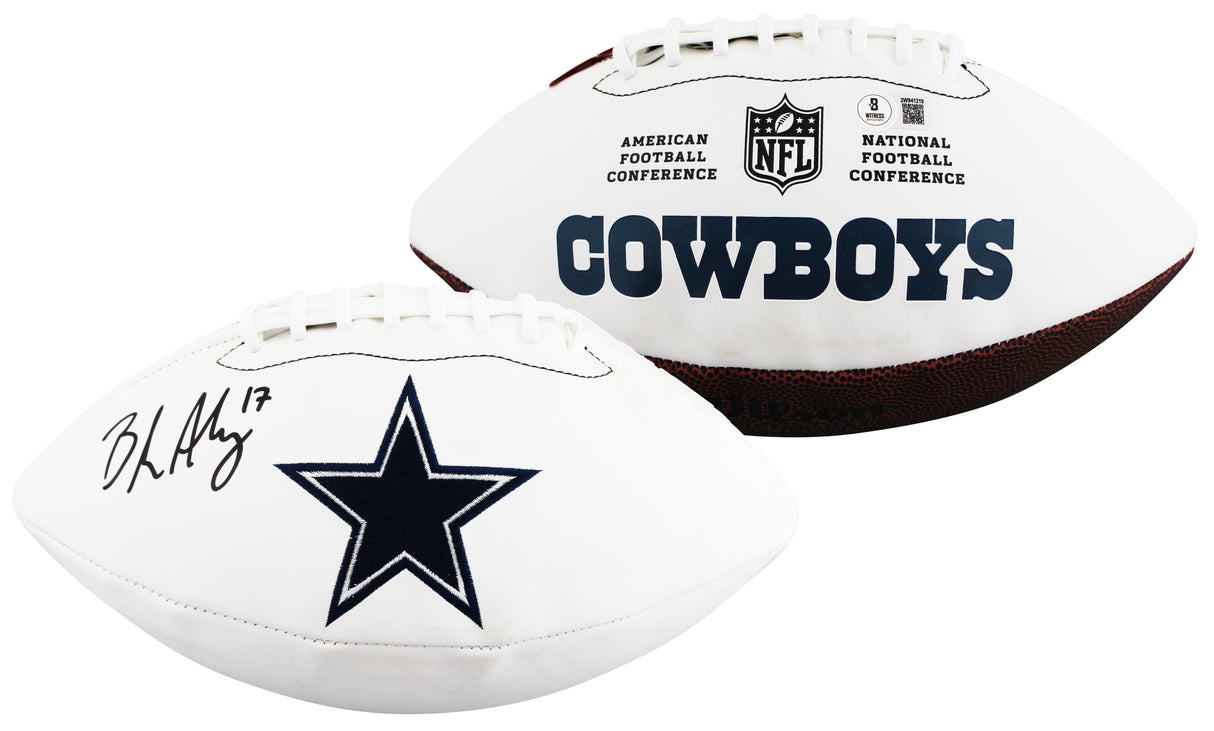 Cowboys Brandon Aubrey Signed Wilson White Panel Logo Football W/ Case BAS Wit