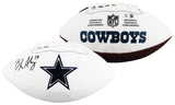 Cowboys Brandon Aubrey Signed Wilson White Panel Logo Football W/ Case BAS Wit