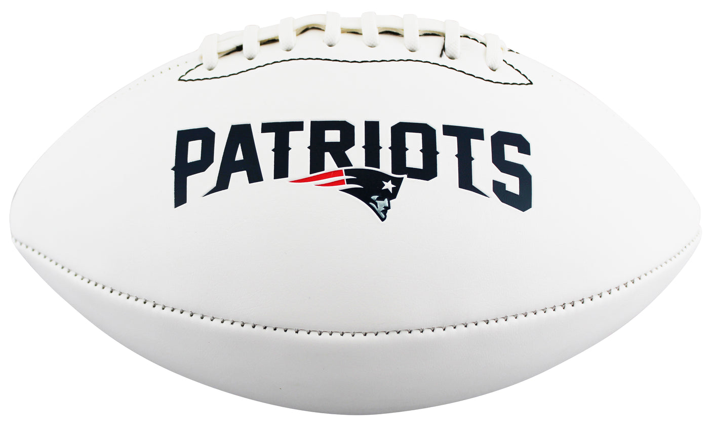 Patriots Christian Gonzalez Signed White Panel Logo Football W/ Case BAS Wit 1