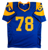 Jackie Slater "Big Bad Jackie" Signed Blue TB Pro Style Jersey BAS Witnessed