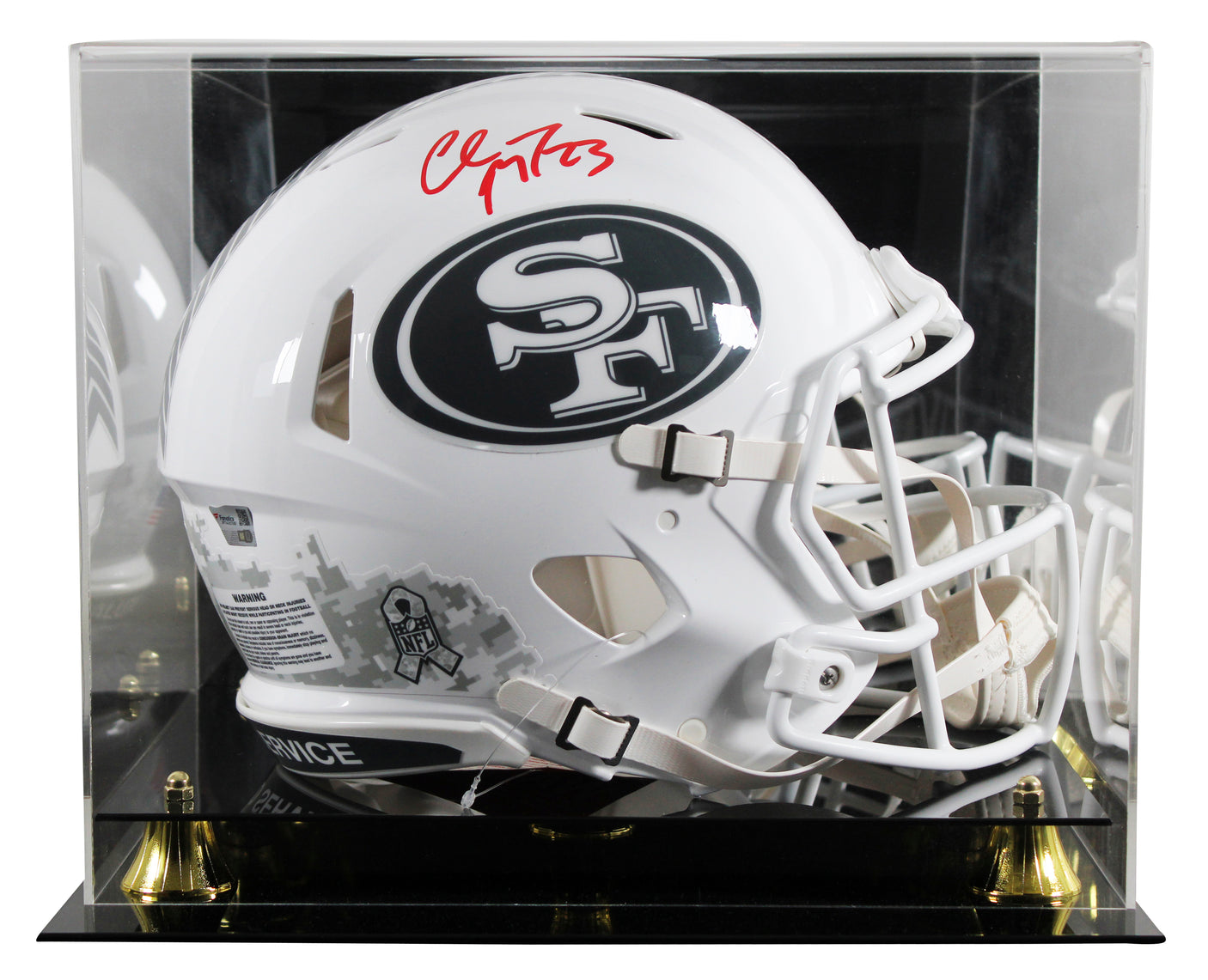 49ers Christian McCaffrey Signed STS III F/S Speed Proline Helmet W/ Case Fan