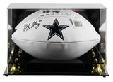 Cowboys Brandon Aubrey Signed Wilson White Panel Logo Football W/ Case BAS Wit