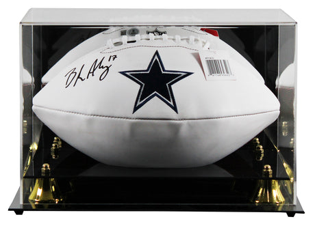 Cowboys Brandon Aubrey Signed Wilson White Panel Logo Football W/ Case BAS Wit