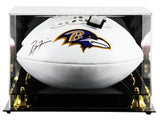Ravens Ray Lewis Signed Franklin White Panel Logo Football W/ Case BAS Witnessed