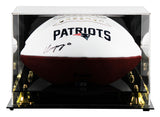 Patriots Christian Gonzalez Signed White Panel Logo Football W/ Case BAS Wit 1