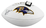 Ravens Ray Lewis Signed Franklin White Panel Logo Football W/ Case BAS Witnessed
