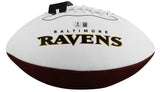 Ravens Ray Lewis Signed Franklin White Panel Logo Football W/ Case BAS Witnessed