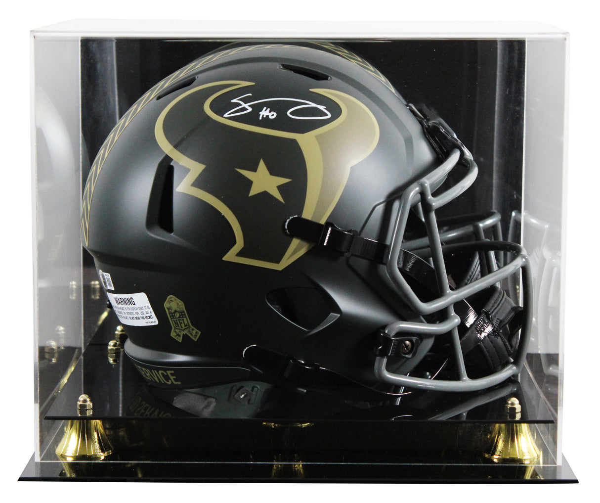 Texans Azeez Al-Shaair Signed STS IV Full Size Speed Rep Helmet W/ Case BAS Wit