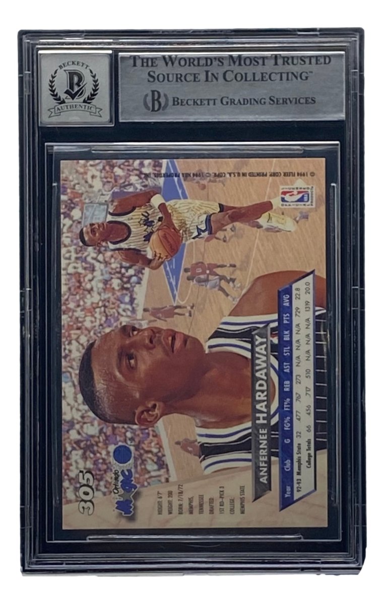 Penny Hardaway Signed Slabbed Orlando Magic 1993 - 94 Ultra #305 BAS Grade 10 - Sports Integrity
