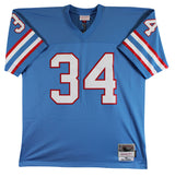 Oilers Earl Campbell "HOF 91" Signed Light Blue M&N Throwback Jersey BAS Witness