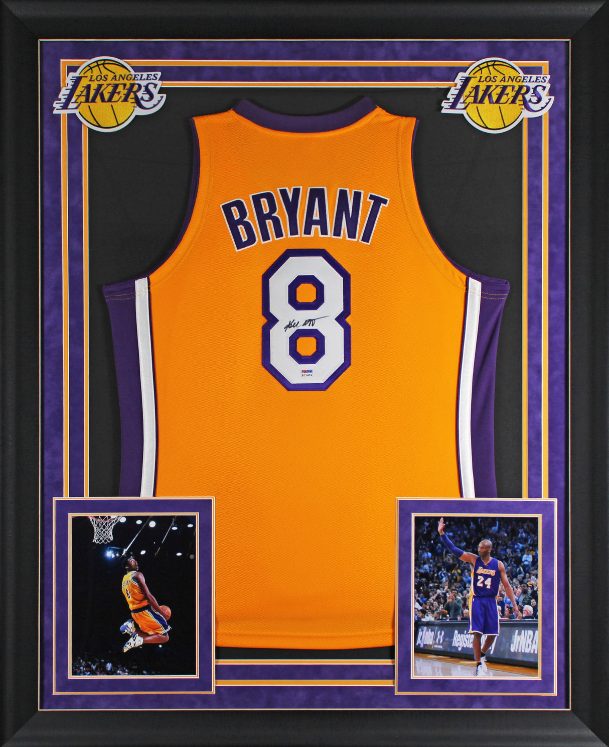 Lakers Kobe Bryant Signed Yellow M&N 2000-01 HWC Authentic Framed Jersey PSA/DNA