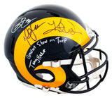Rams (4) Bruce, Warner, Faulk +1 Signed 81-99 TB F/S Speed Proline Helmet BAS W