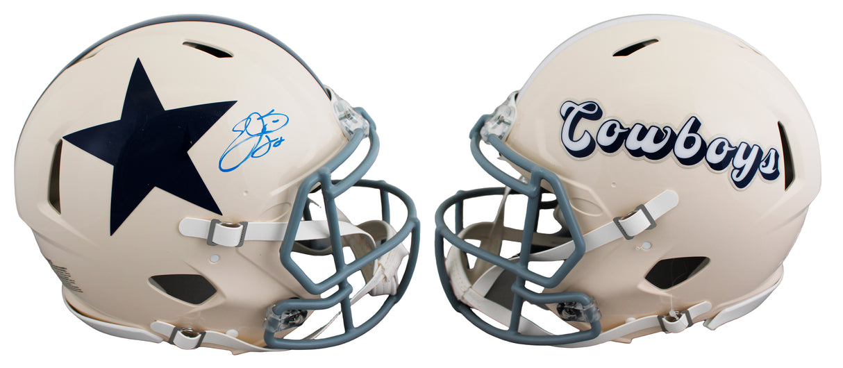 Cowboys Emmitt Smith Signed Retro Full Size Speed Proline Helmet W/ Case BAS Wit