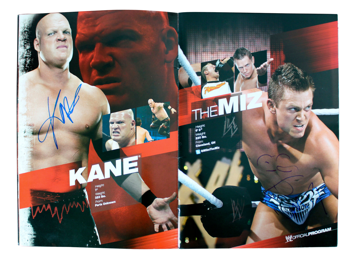 WWE Superstars (54) Rhodes, Kane, Sheamus, Mysterio Signed Official Program BAS