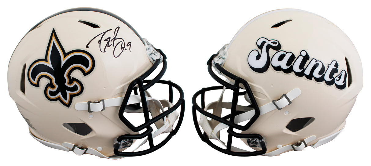 Saints Drew Brees Signed Retro Full Size Speed Proline Helmet BAS Witnessed