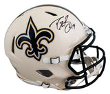 Saints Drew Brees Signed Retro Full Size Speed Proline Helmet W/ Case BAS Wit