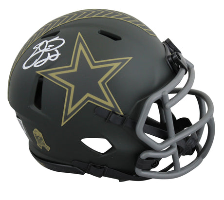 Cowboys Emmitt Smith Signed Salute To Service IV Speed Mini Helmet BAS Witnessed