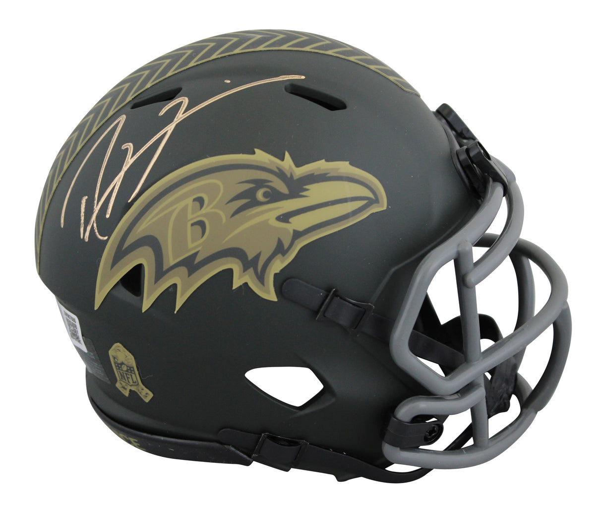 Ravens Ray Lewis Signed Salute To Service IV Speed Mini Helmet W/ Case BAS Wit