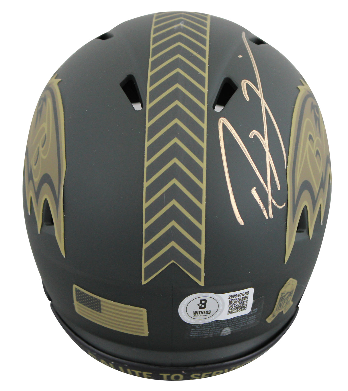 Ravens Ray Lewis Signed Salute To Service IV Speed Mini Helmet W/ Case BAS Wit