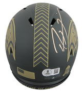 Ravens Ray Lewis Signed Salute To Service IV Speed Mini Helmet W/ Case BAS Wit