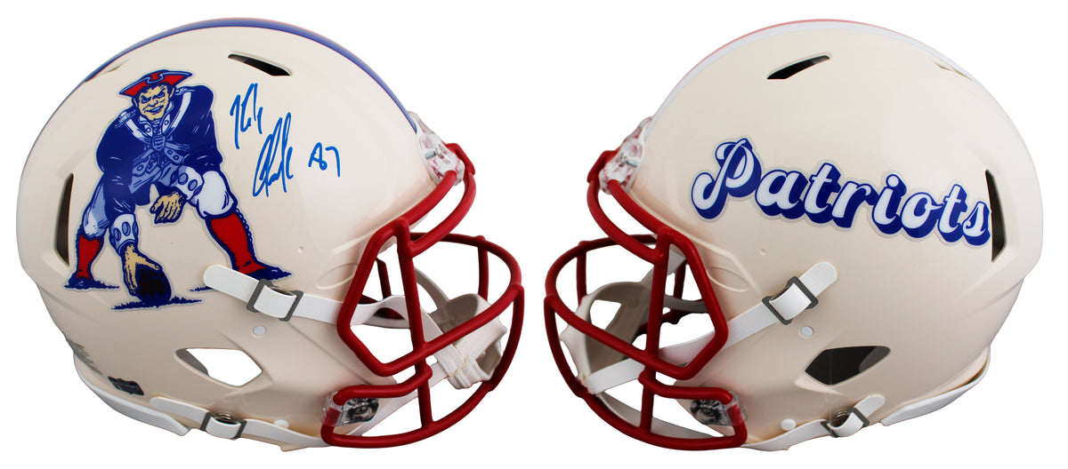 Patriots Rob Gronkowski Signed Retro Full Size Speed Proline Helmet BAS Witness