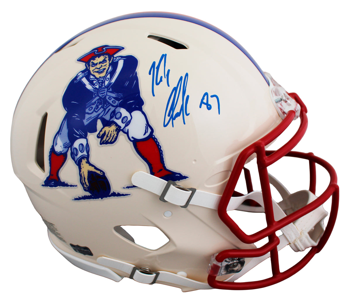 Patriots Rob Gronkowski Signed Retro F/S Speed Proline Helmet W/ Case BAS Wit