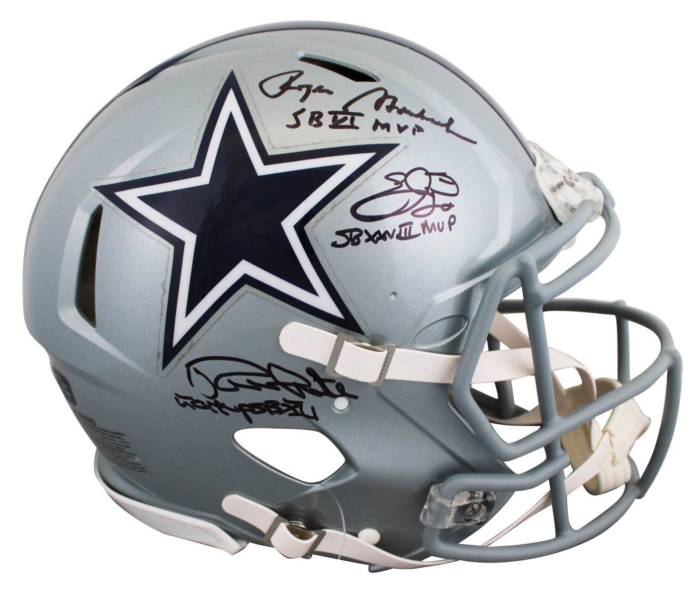 Cowboys (3) Smith, Staubach, & White Signed F/S Speed Proline Helmet W/ Case BAS