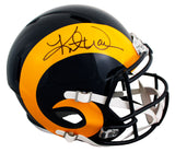 Rams Kurt Warner Signed 1981-99 TB Full Size Speed Rep Helmet BAS Witnessed