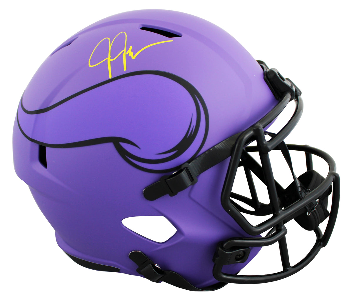Vikings Justin Jefferson Signed Rave Full Size Speed Rep Helmet W/ Case BAS Wit