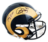 Rams Isaac Bruce & Torry Holt Signed 00-16 TB F/S Speed Rep Helmet W/ Case BAS W